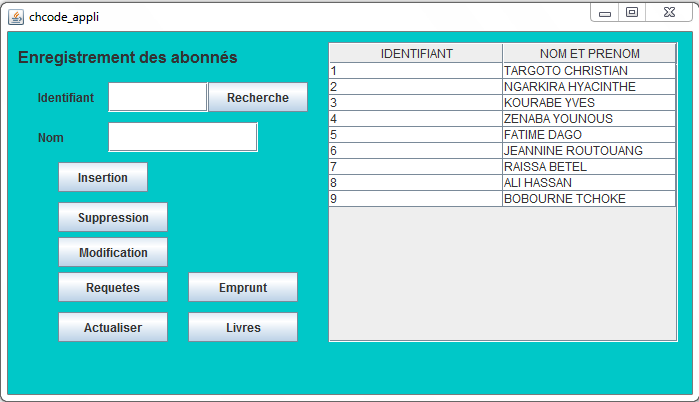 interface graphique