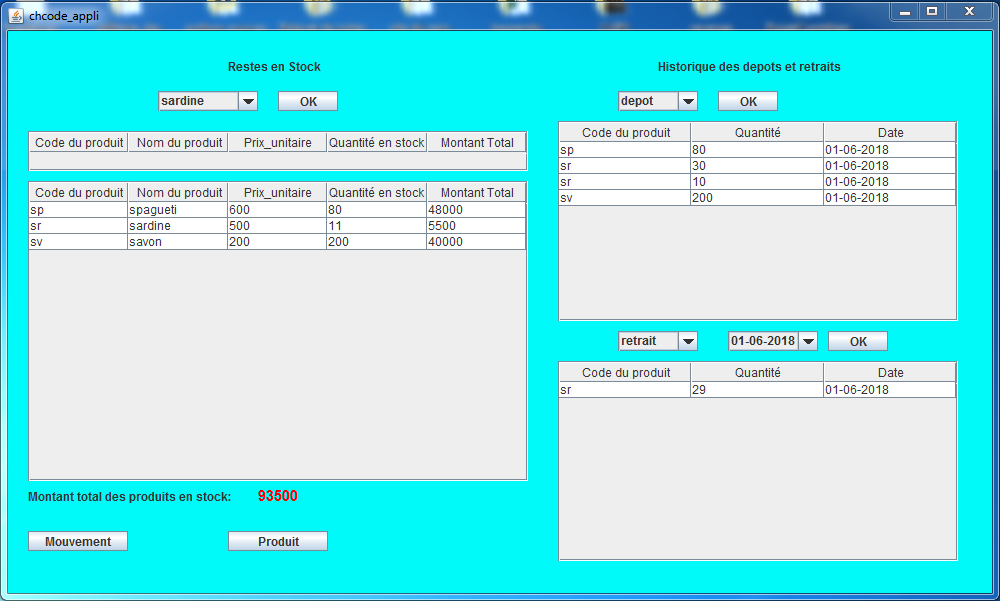 gestion de stock en java